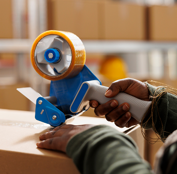 storehouse-worker-using-adhesive-tape-pack-clients-orders 1